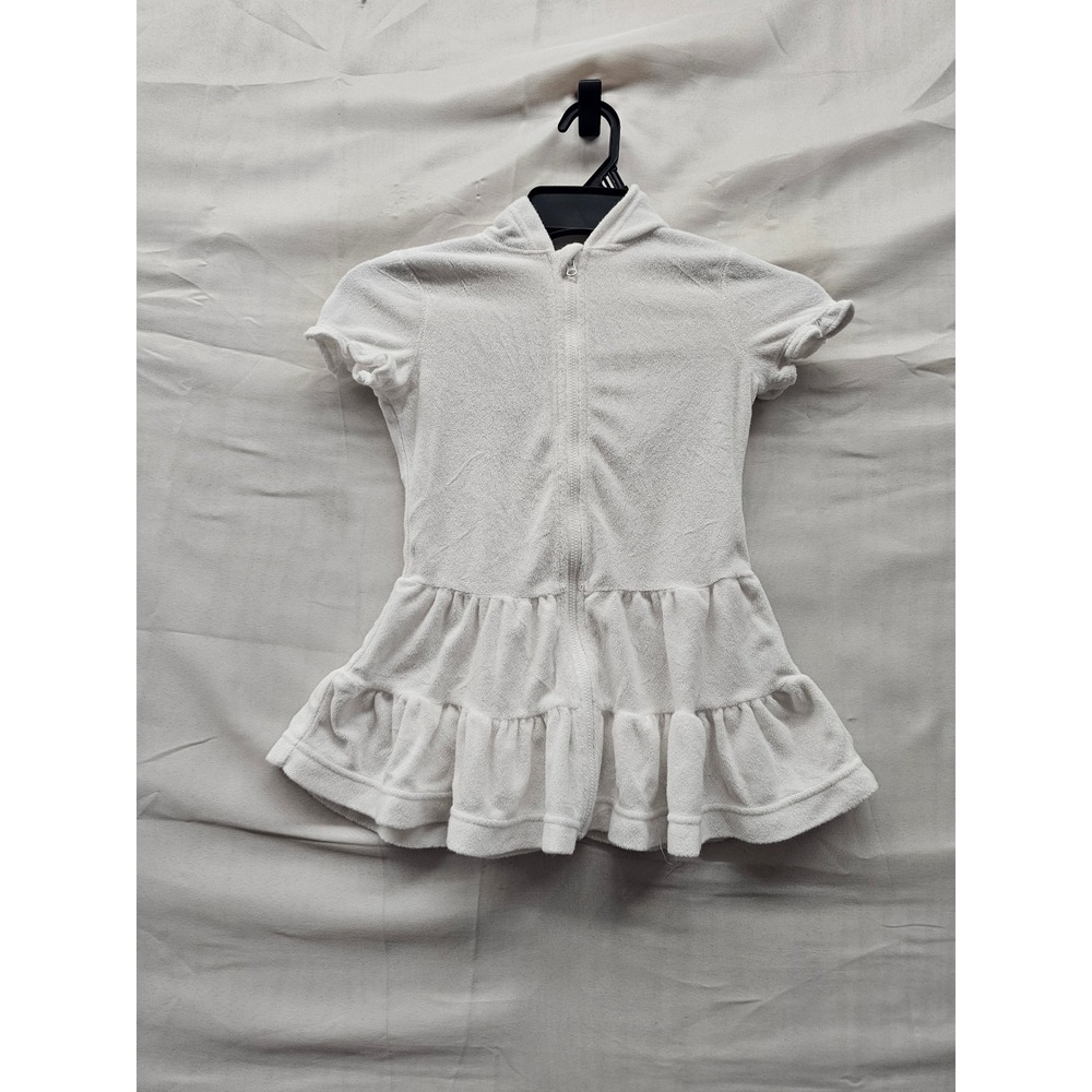 Cat & Jack Girls Hooded Zip Swim Cover Up White Cotton Blend Terry Size XS